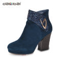 Wholesale blue and black high heel women denim boots in europe